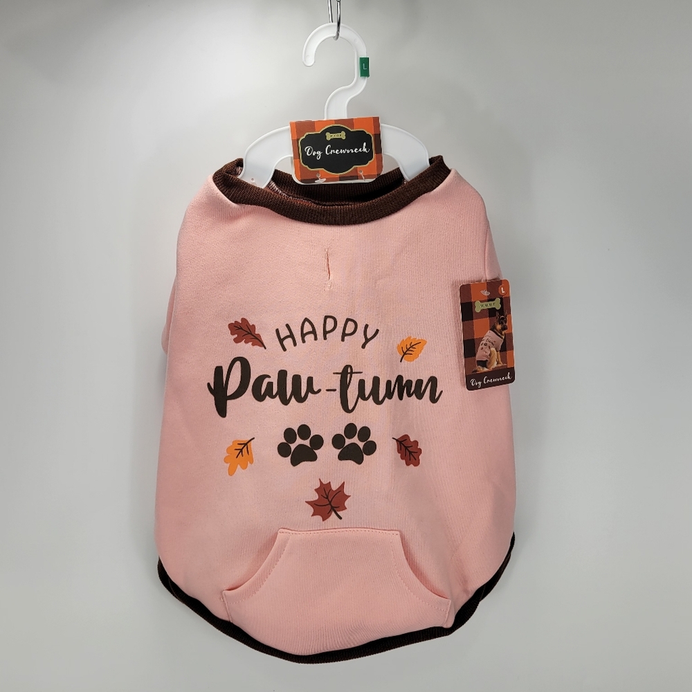 Woof Brand Pet Dog Happy Autumn Crewneck Sweater Fun Outfit Costume Size Large L